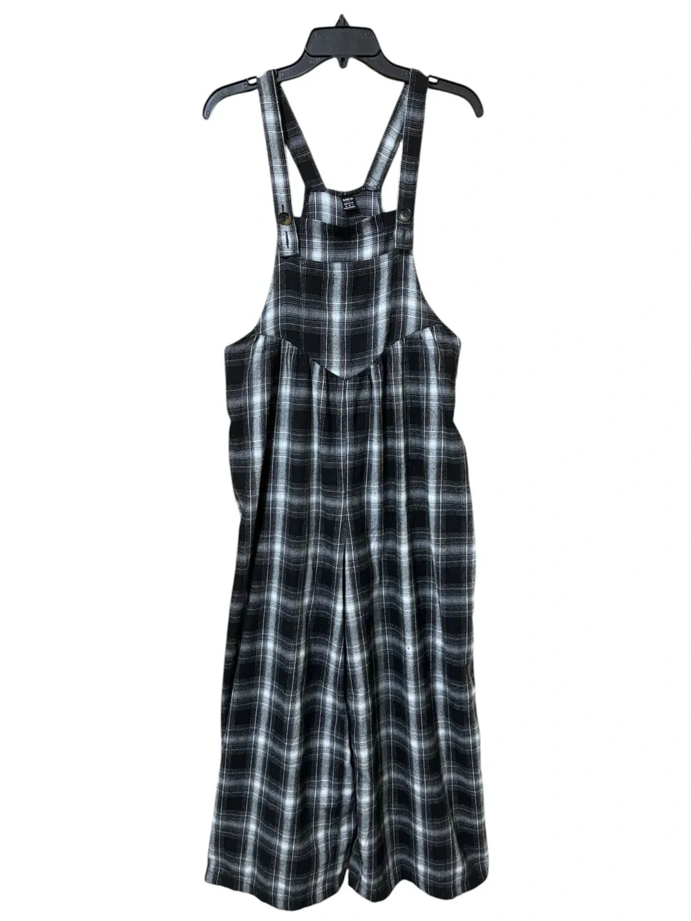 SHEIN Plaid Overall Jumpsuit M Black/White EUC